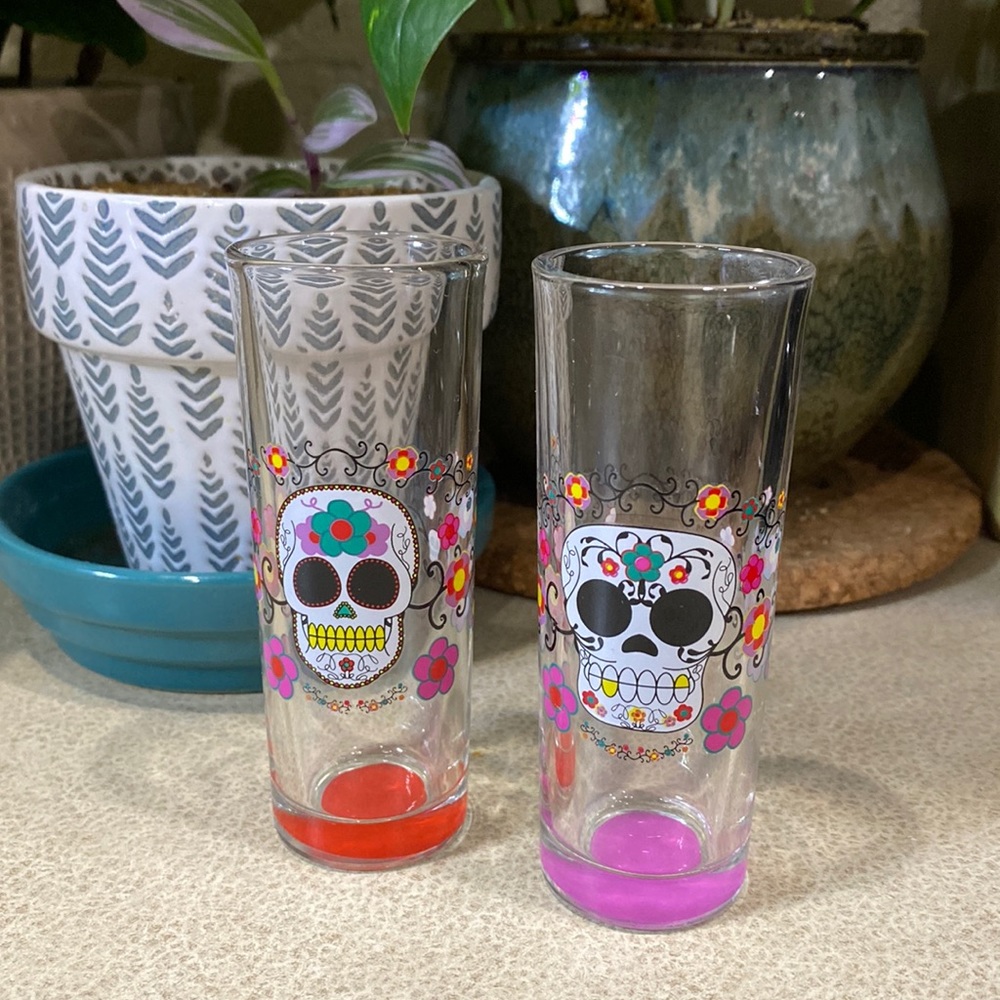 Day of the Dead Sugar Skull shot glasses